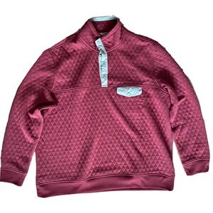 Untuckit Sweater Men's 2XL Burgundy Quarter Snap Pullover Quilted Sweater